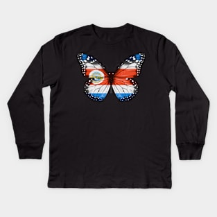 Costa Rican Flag  Butterfly - Gift for Costa Rican From Costa Rica Kids Long Sleeve T-Shirt